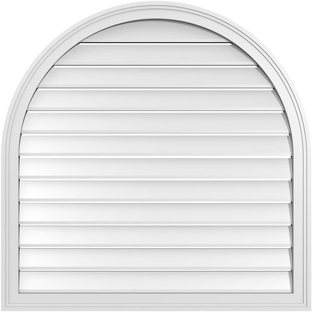 Ekena Millwork Round Top Surface Mount PVC Gable Vent: Functional, w/ 2"W x 1-1/2"P Brickmould Frame, 36"W x 36"H GVPRT36X3602SF